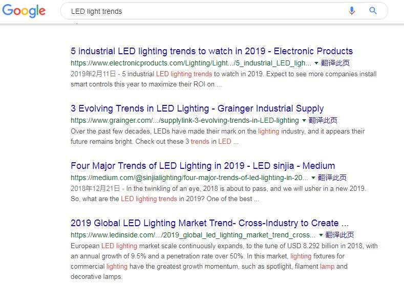 Google Search LED light trends