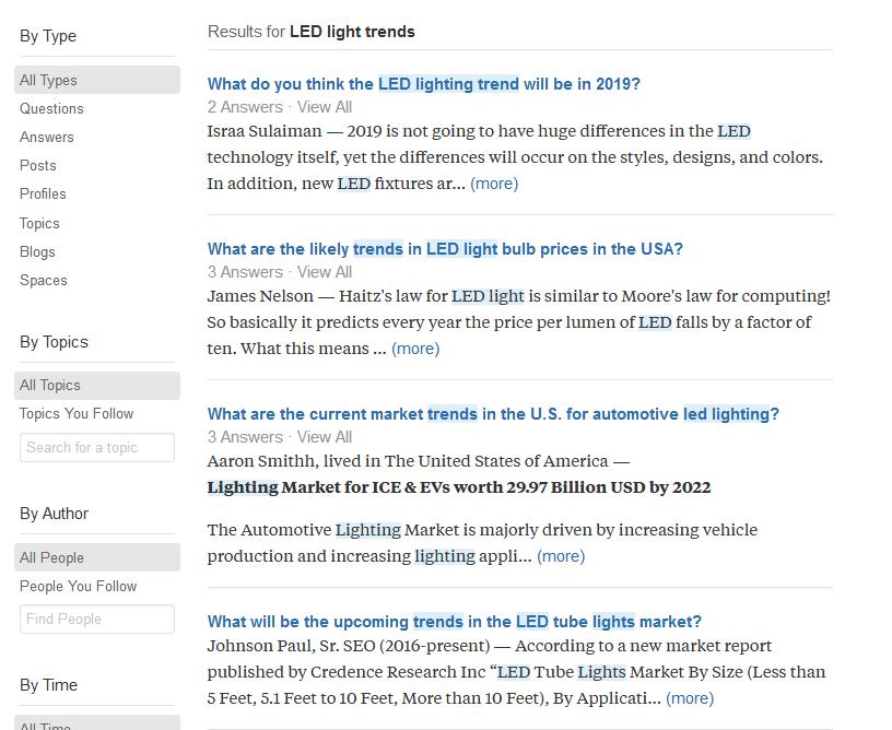 LED Trends Search on Quora